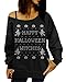 Dudebabe Women Halloween Off Shoulder Sweatshirts Crewneck Long Sleeve Pullovers