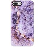 VIVIBIN iPhone 7 Plus Case,iPhone 8 Plus Case,Cute Purple Marble for Women Girls Clear Bumper Best Protective Soft Silicone Rubber Matte TPU Cover Slim Fit Best Phone Case for iPhone 7 Plus/8 Plus
