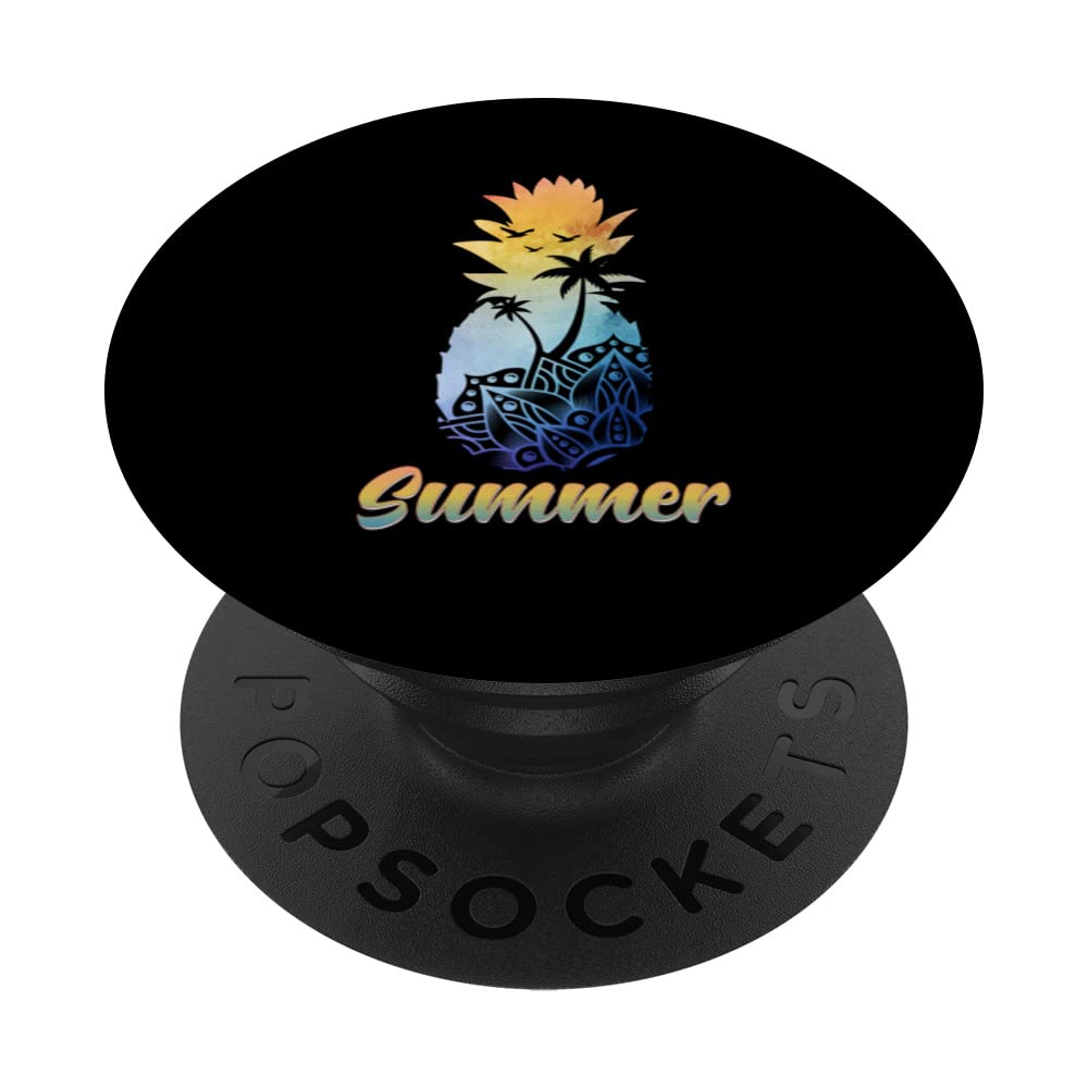 Sunshine Summer Palm Trees pineapple Vibes Tropical Summer PopSockets Swappable PopGrip