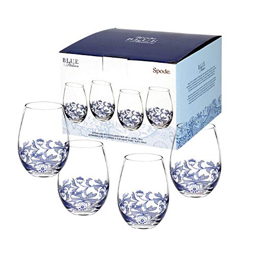 Portmeirion Spode Stemless Glasses Blue Italian Glasses, Set of 4 (1624917)