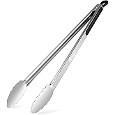 HOTEC Stainless Steel Kitchen Large Tongs for Grilling -16 inch Extra Long Grill Tongs Barbecue BBQLocking Metal Food Tongs N