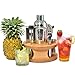 Cocktail Shaker 8 Piece Set - Complete Bartender Tool Kit | 24oz Stainless Steel Martini Mixer, Strainer, Jigger, Spoon, Twister, Zester, Grater, Tong, Bottle Opener, Wood Display Stand, Recipe Book
