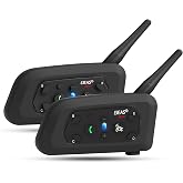 EJEAS V6 Pro Motorcycle Helmet Bluetooth Intercom, 2-Way 1200M Motorcycle Bluetooth Headset Universal Communication System with Noise Cancellation and Waterproof for Dirt Bike/ATV/Snowmobile (2PCS)