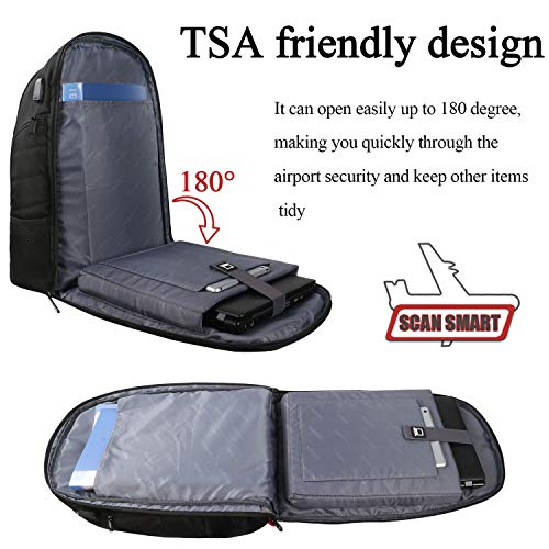 Large Travel Backpack, TSA Laptop Backpack with USB Port, Durable Big School Bookbag for Women Men, Anti Theft Lightweight Business Computer Backpack with Luggage Sleeve, Fits 17 inch Laptop&Notebook