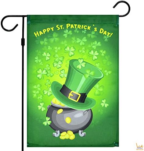 St Patricks Day Garden Flag, WK Home, Home Garden Decorative Double-Sided Flag with Lucky Leaves Design 12.5 x 18 Inch