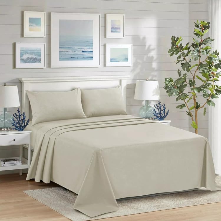 ZIMEL HOMES Non Iron Soft Poly-Cotton Plain Dyed Flat Bed Sheet Single, Double, King Available in 20 Modern Colors (Mocha, King)