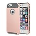 iPhone 6/6s case KXLY 2 in 1 Hybrid Heavy Duty Shockproof Protective Cover Hard PC Rugged Soft TPU Bumper Dual Layer +Tempered Glass Screen Protector+Stylus[Rose Gold-Gray]