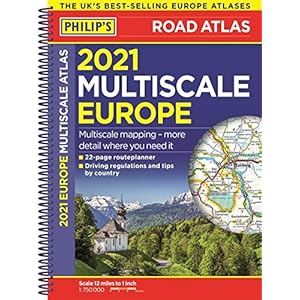 2021 Philip’s Multiscale Road Atlas Europe: (A4 Spiral binding) Spiral-bound – 2 april 2020
