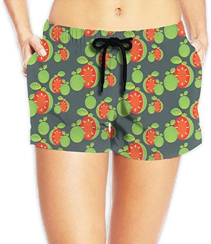 Ziwipzxs Womens Swim Trunks Guava and Leaf Summer Swimwear Casual Beach Shorts Boardshorts Hot Pants