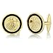 Gem Stone King 24k Yellow Gold Plated Walking Liberty Coin Cufflinks for Men 22MM in Diameter