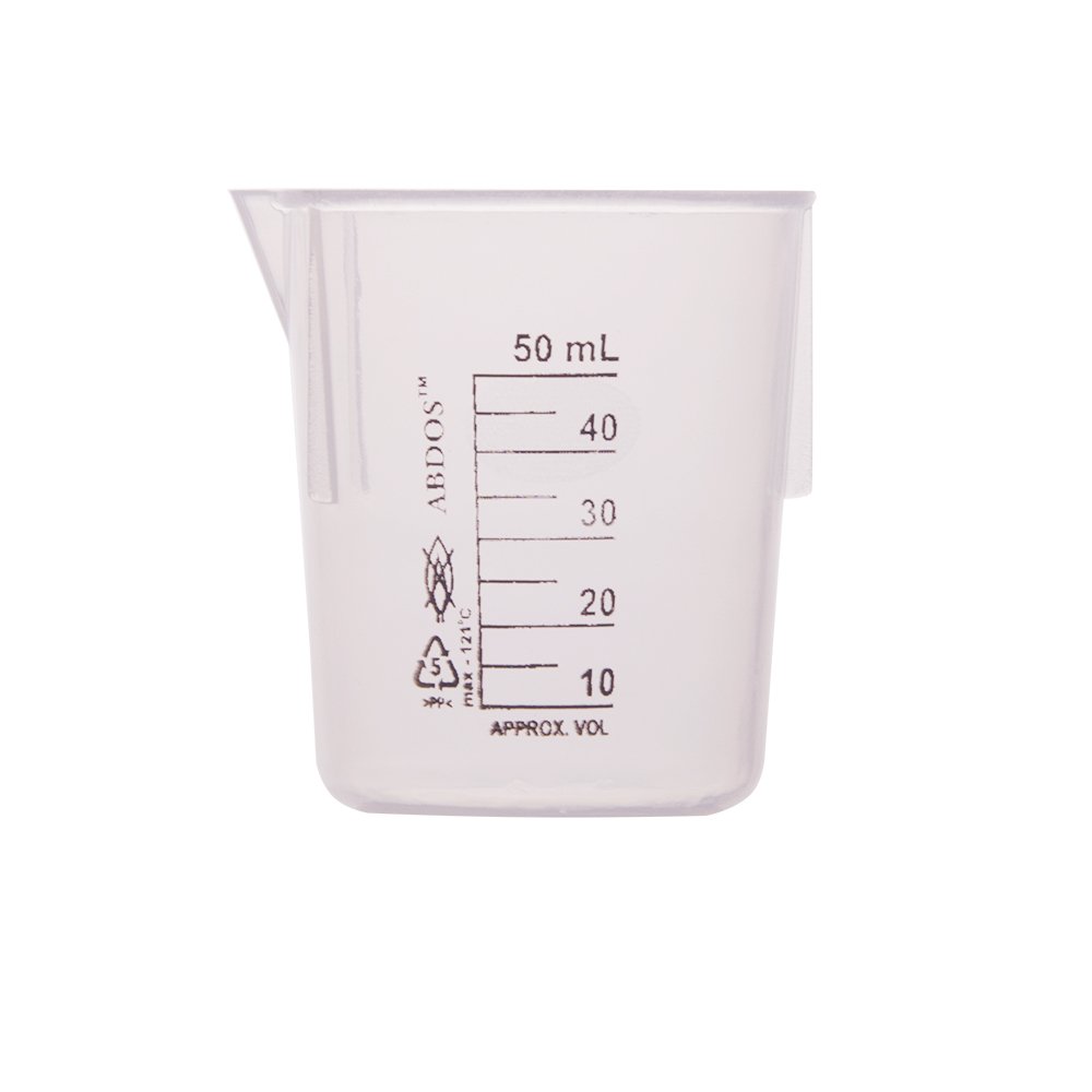 Abdos P50601 Beakers without Handle, PP and TPX, Pack of 12