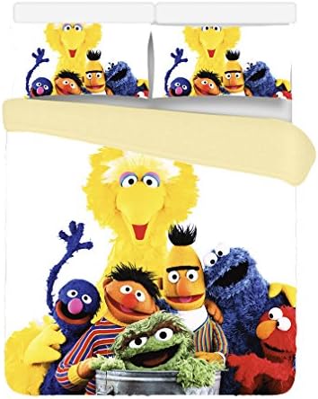 Custom Sesame Street 3 Piece Duvet Cover Bedding Set Queen Size 200x230CM