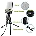 Professional Condenser Microphone, Venoro Plug & Play Microphone with Tripod for PC, Computer, Phone for Games, Podcast, Broadcasting (Black)