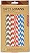 Kikkerland Biodegradable Stripe Paper Straws, Multicolored, Box of 144