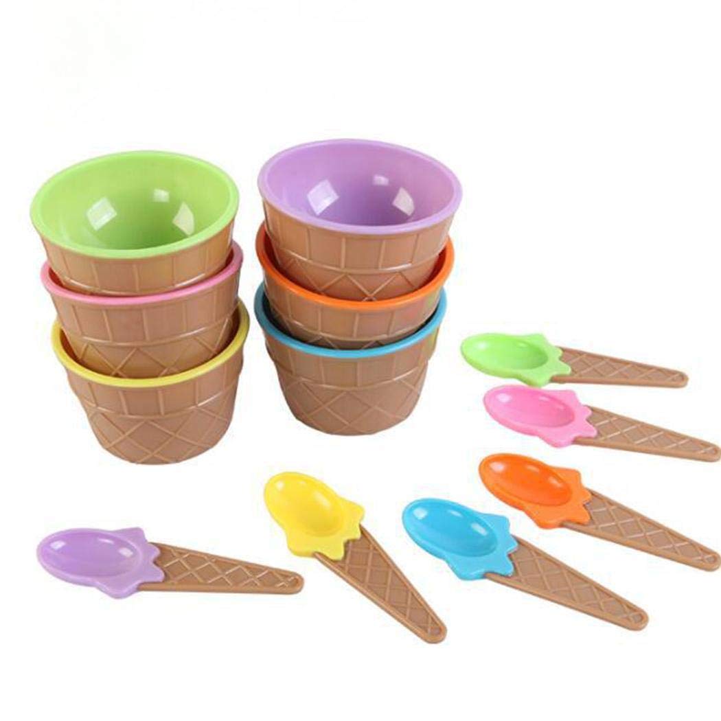 Yagot Karikatur-Süßigkeit-Farbeisbecher mit Löffel scherzt Eiscreme-Werkzeug Eisportionierer