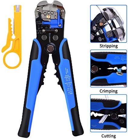 Wire Stripper, EVILTO Automatic Wire Cutter Plier with Mini Knife 3-in-1 Cutting Tool Self-Adjusting Cable Stripping Terminal Wire Crimper for Repair and Maintenance