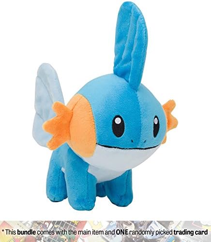 Mudkip: ~7" Pokemon Center Japan Original Mini Plush + 1 Pokemon Trading Card Bundle