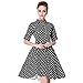 Heroecol Womens Vintage 1950s Dresses Polo Neck Short Sleeve 50s 60s Polka Dot Style Retro Swing Cotton Dress