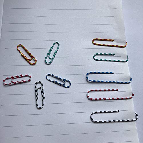 Paper Clips, OUHL 450pcs Colorful Striped Paperclips, Medium 28mm and Jumbo Sizes 50mm,Office Clamps for School Document Organizing (Striped) - Thumbnail 2