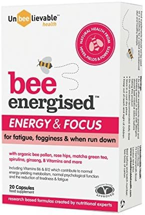 (4 Pack) Unbeelievable Health Bee Energised Energy & Focus Supplement |20 Capsules | 4 Pack Bundle