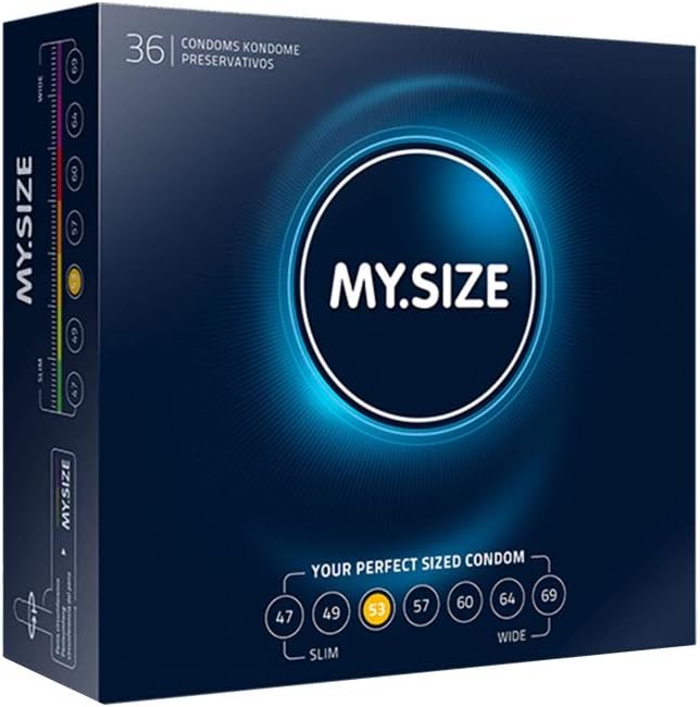 MY.SIZE Classic Premium Condoms Size 3 I 53 mm Width I 36 Pieces Bulk Pack I True to Touch Gossamer I Thin 0.07 mm wall Thickness I Vegan