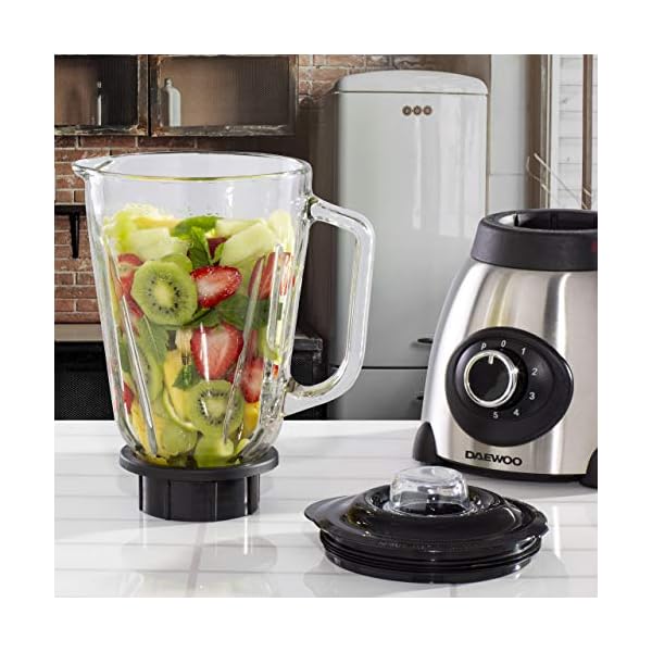 Daewoo Stainless Steel Smoothie & Shake Jug Blender | 1.5L Glass Jug | 2 Speed Settings & Pulse | Non-Slip Feet…