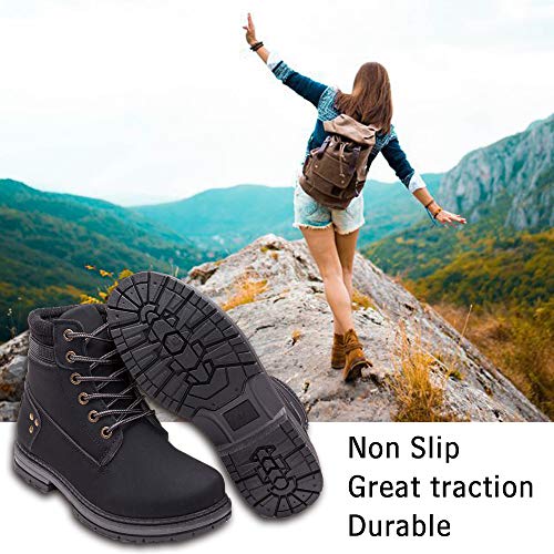 Athlefit-Womens-Lace-up-Ankle-Boots-Work-Waterproof-Low-Heel-Combat-Booties