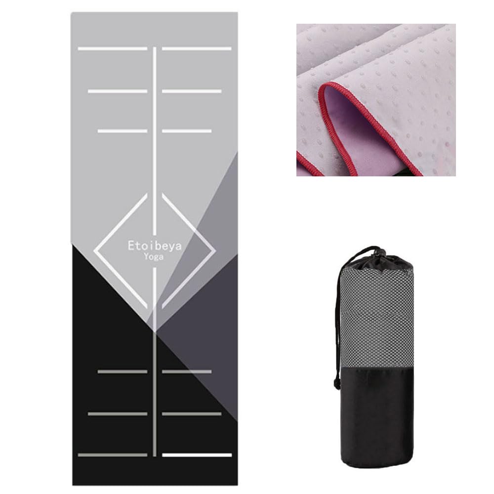 Oaygat Yoga Mat Towel Non-slip Hot Yoga Towel for Mat Sweat Absorbent Hot Yoga Mat Towel 25" x72" Yoga Blanket Mat Towel Fitness Mat Towel Gym Towel Microfiber Mat Cloth Towel with Mesh Carrying Bag