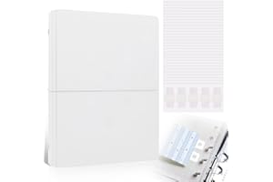Dajino Refillable A5 Binder 6 Ring Cover for Planner Journal Budget Notebook Making with 300 PCS Binder Sheet Converter Sticker, Loose Leaf Cover with 20mm Inner Diameter Ring (Smooth-white)
