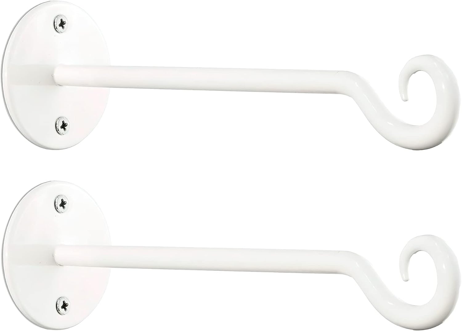 Outdoor Hanging Brackets - Monarch Abode 20044 Wall Mount Plant Hook Premium Metal Decorative Hanging Bracket for Plants Bird Feeders Planters Home Decor, Heavy Duty, 7.5 inch, Set of 2, Classic White
