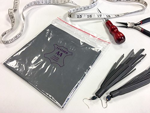 Gray Italian Leather for crafts: Gray and Metallic Leather Sheets 5x5 in/~2oz