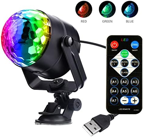 ZjRight Party Lights Sound Activated Disco Ball Party Light 7 Lighting Color Disco Lights with Remote Control for Bar Club Party DJ Karaoke Wedding Show and Outdoor