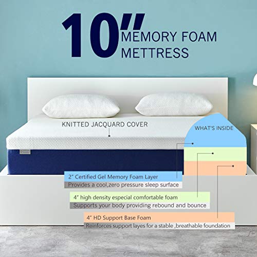 Queen-Mattress-Ssecretland-10-Inch-Premium-Gel-Multi-Layered-Memory-Foam-Bed-Mattress-in-a-Box-with-CertiPUR-US-Certified-Foam-for-Pressure-Relief-Queen-SizeBreathable-Easy-Set-Up