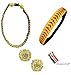 Softball Headband Set - Leather Seamed Headbands Yellow with Red Stitching, Softball Post Earrings, Softball Titanium Necklace, Softball Bow Hair Ties by Kenz Laurenz