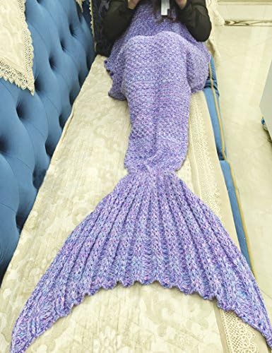 Lots Handcraft Knitted Mermaid Tail Blanket Crochet for Girls Teens and Audits Super Soft Warm Durability Sofa Sleeping Bags Blankets Ideal Birthday Gifts 71"-75" x 35"