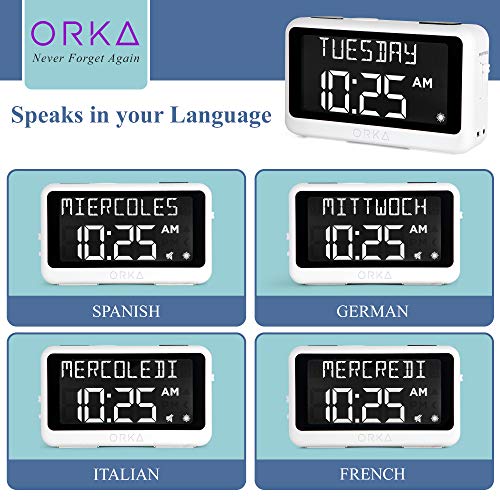 ORKA Talking Clock. Voice Recordable Medication Pill Reminder. Talking