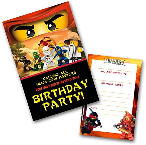 Ninjago Party Invitations Pack & Envelopes (WRITE ON) Click customize for prices