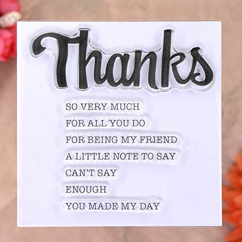 KWELLAM 4pcs/Lot Words Enjoy Wishing Welcome Thanks Stamp Rubber Clear Stamps for Photo Album Decorative Card Making and DIY Scrapbooking