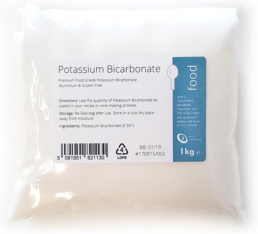 Intralabs Potassium Bicarbonate 1kg Food Grade E501 99.9% Pure Granules