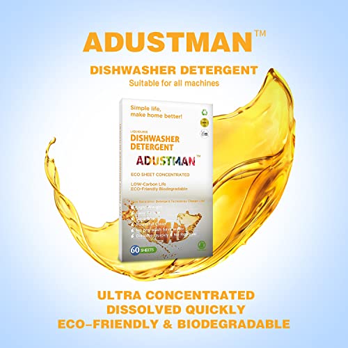 ADUSTMAN ECO Friendly Dishwasher Detergent,45 Sheets Fresh,Natural