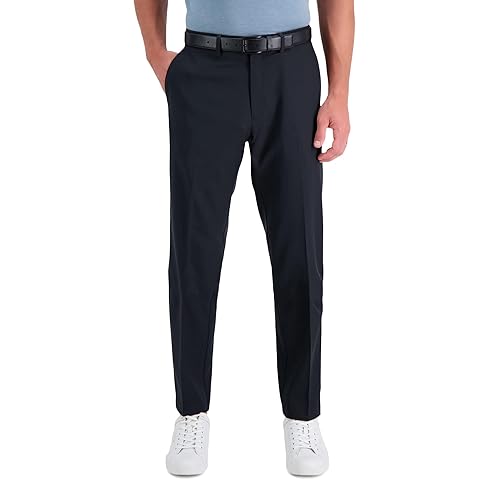 Kenneth Cole REACTION mens Stretch Modern-fit Flat-front dress pants, Black, 34W x 34L US