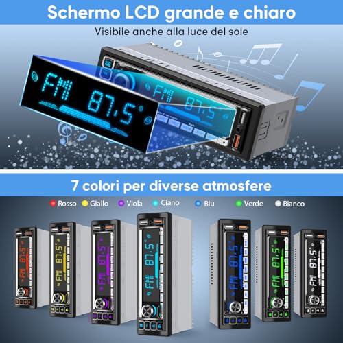 RDS Bluetooth 5.0 Handsfree Car Radio, Wistrue Car Stereo Bluetooth FM/AM Car Stereo 1 Din for Car, Support Handsfree 2USB/AUX/SD/TF/iOS Android
