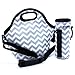 Orchidtent Lunch Bag Reusable Insulated Large Black Neoprene Lunch Box Waterproof Outdoor Travel Picnic Tote with Zipper and Adjustable Crossbody Strap For Women, Adults, Kids, Girls, and Teen Girls