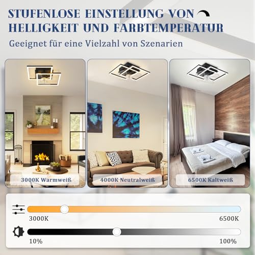 Homefire Ceiling Fan with Light - LED Lamp Fan Ceiling Silent and Remote Control Black 3000-6500K Dimmable Modern Ceiling Fans 6 Speeds DC Motor for Bedroom