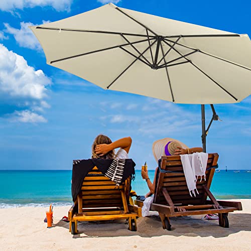 HAUSHOF 10FT Patio Umbrella, Outdoor Offset Hanging Cantilever Umbrella, Waterproof & UV Protection, Easy Assembly and Quick Tilt Adjustment, For Garden, Seaside, Pool, Yard