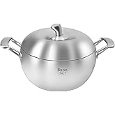 5-Ply Stainless Steel Stock Pot 3.9 Quart Soup Pot with Lid, Stay-Cool Handles, Nonstick Induction Stewpot for Cooking