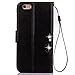 Wallet Case Compatible with iPhone 6/6S,Luxury 3D Handmade Bling Crystal Rhinestone Butterfly Floral Lucky Flowers Stand Credit Card ID Holders Leather Case Compatible with iPhone 6 6S Bling/Black