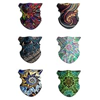 FEDDIY 6PCS Headwear for Men and Women, 16-in-1 Head Wrap, Neck Gaiter, Headband, Fishing Mask, Magic Scarf, Tube Mask, Face Bandana Mask for Camping Running Cycling Fishing (Abstract Fractal Series)