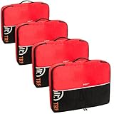 Baglane Packing Cube Bag - TechLife Nylon Travel Luggage - 4pc Set (Red, Large)