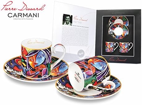 Carmani Painters 4-pc Espresso Coffee Set, Pierre Dissard Porcelain Series (Virtuoso)